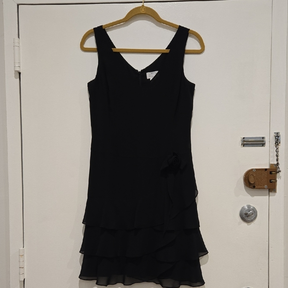 LOFT Black Ruffled Tiered Sheath Mini Dress